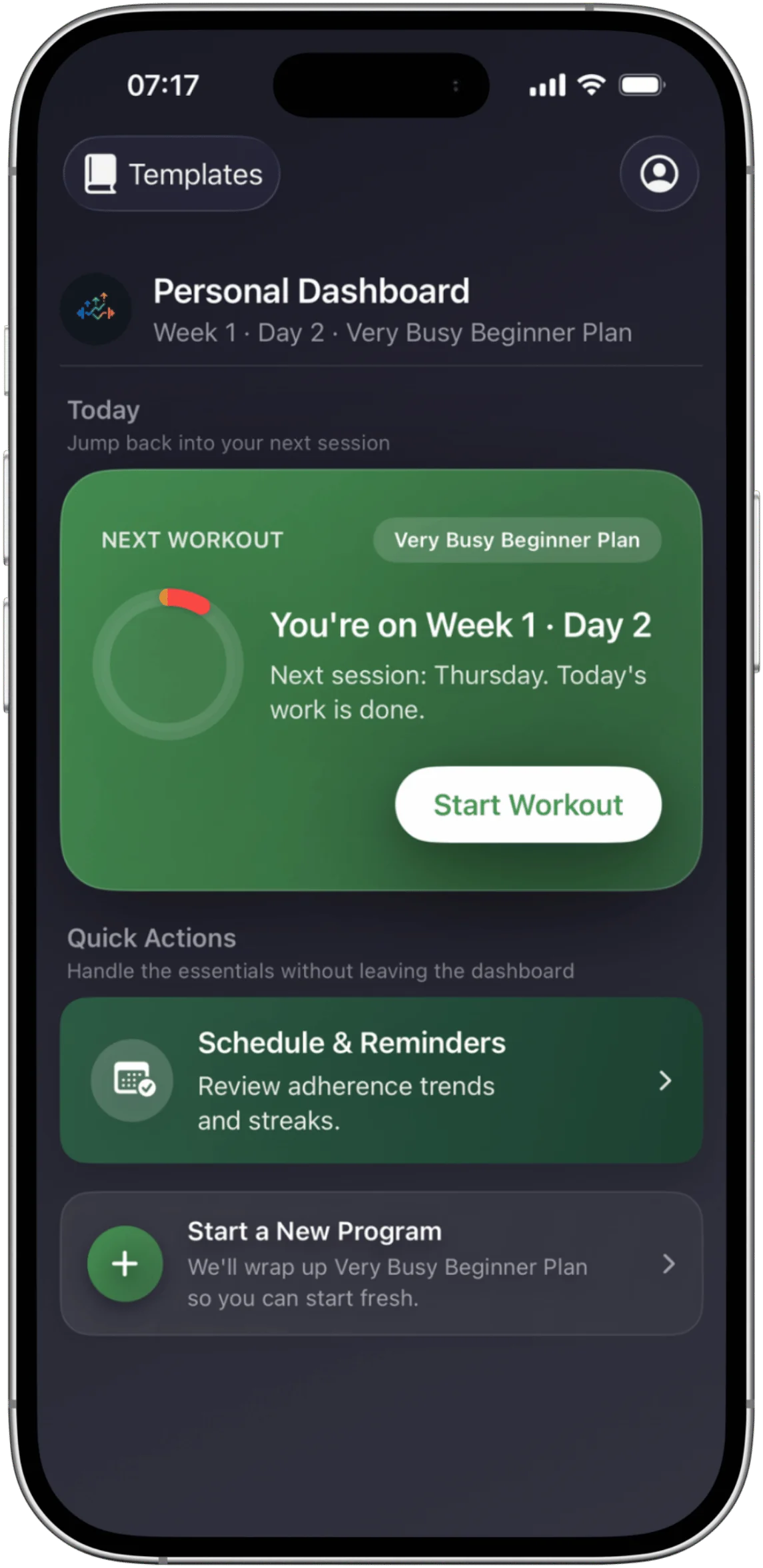 MesoBuilder personal training dashboard